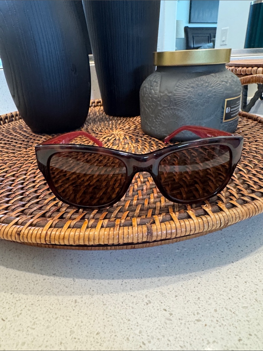 kate spade Pink Tortoise Square Sunglasses/readers 2.0 with Brown Lenses